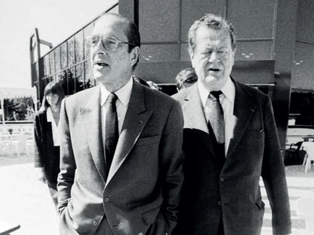 Jacques Chirac et Olivier Guichard à l'inauguration d'Atlantia (1987)
